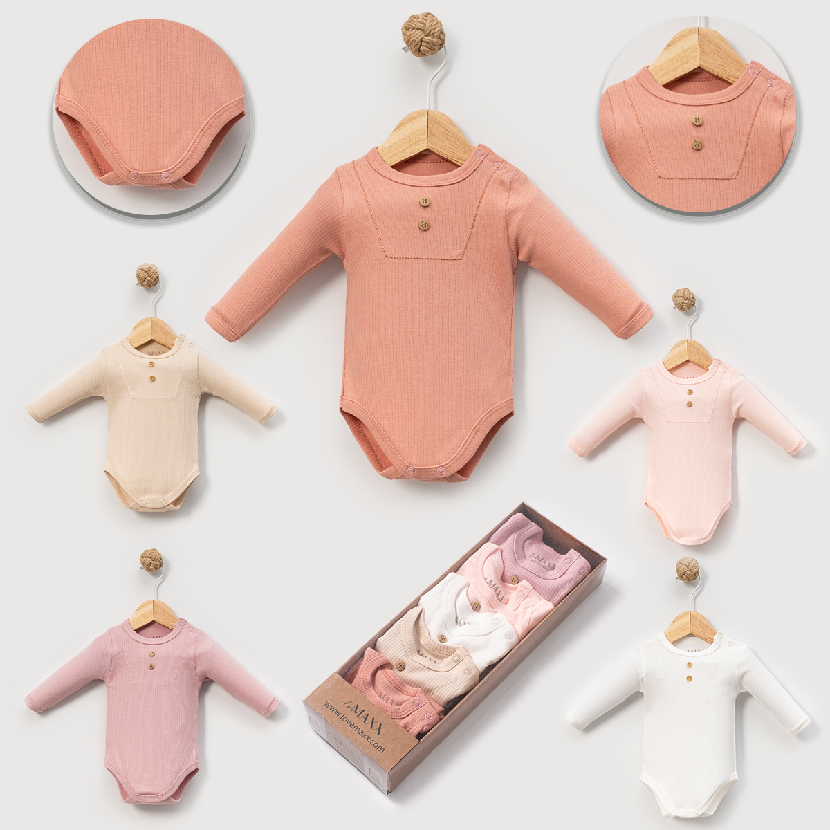 LOVEMAXX KIZ 0/3-3/6 AY 5Lİ UZUNKOL BODY