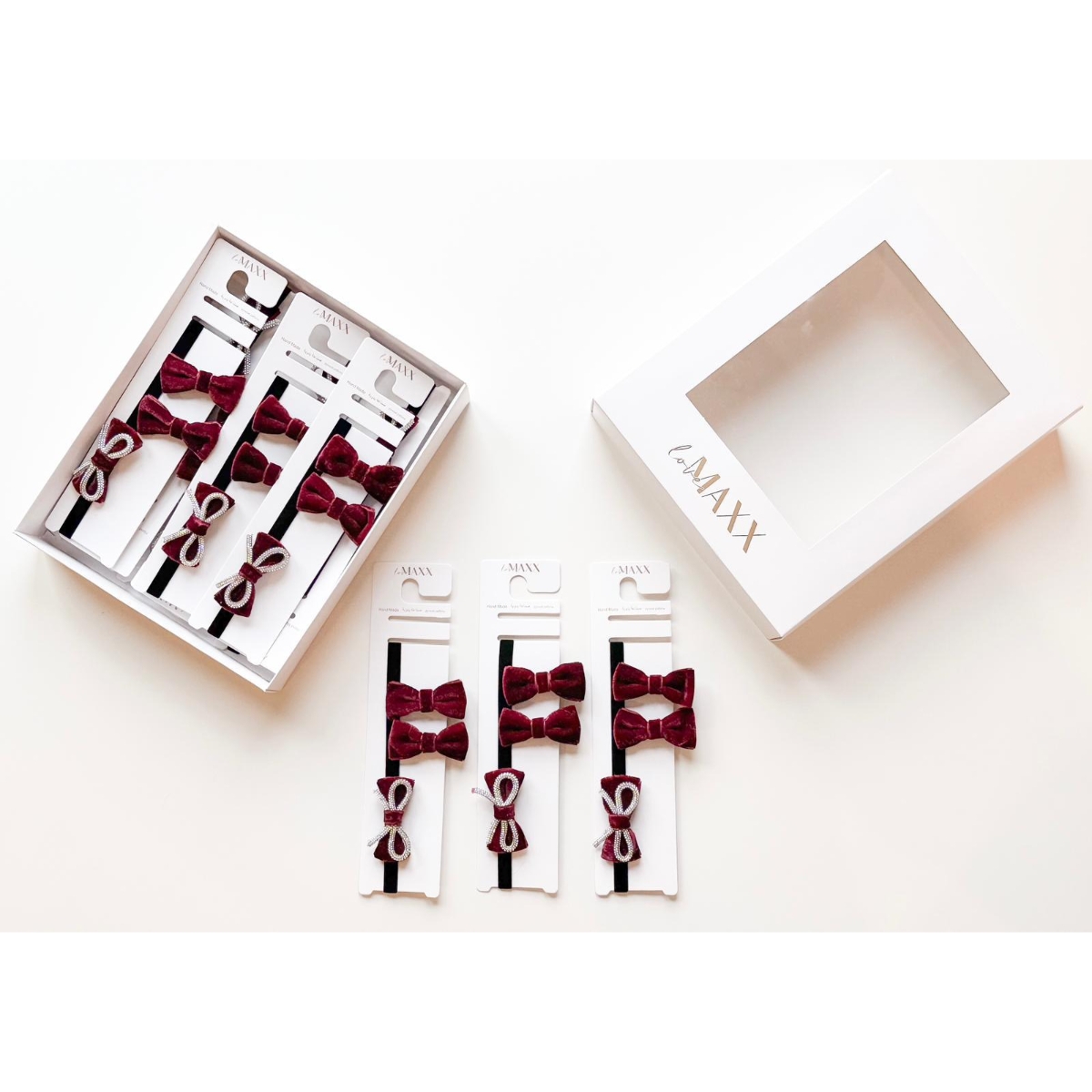 LOVEMAXX KIZ KADİFE SAÇ BANDI VE 2Lİ TOKA SET