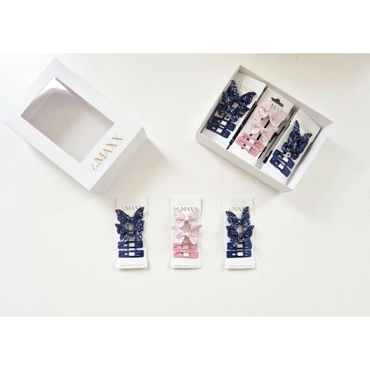 LOVEMAXX KIZ KELEBEKLİ 4LÜ TOKA SET