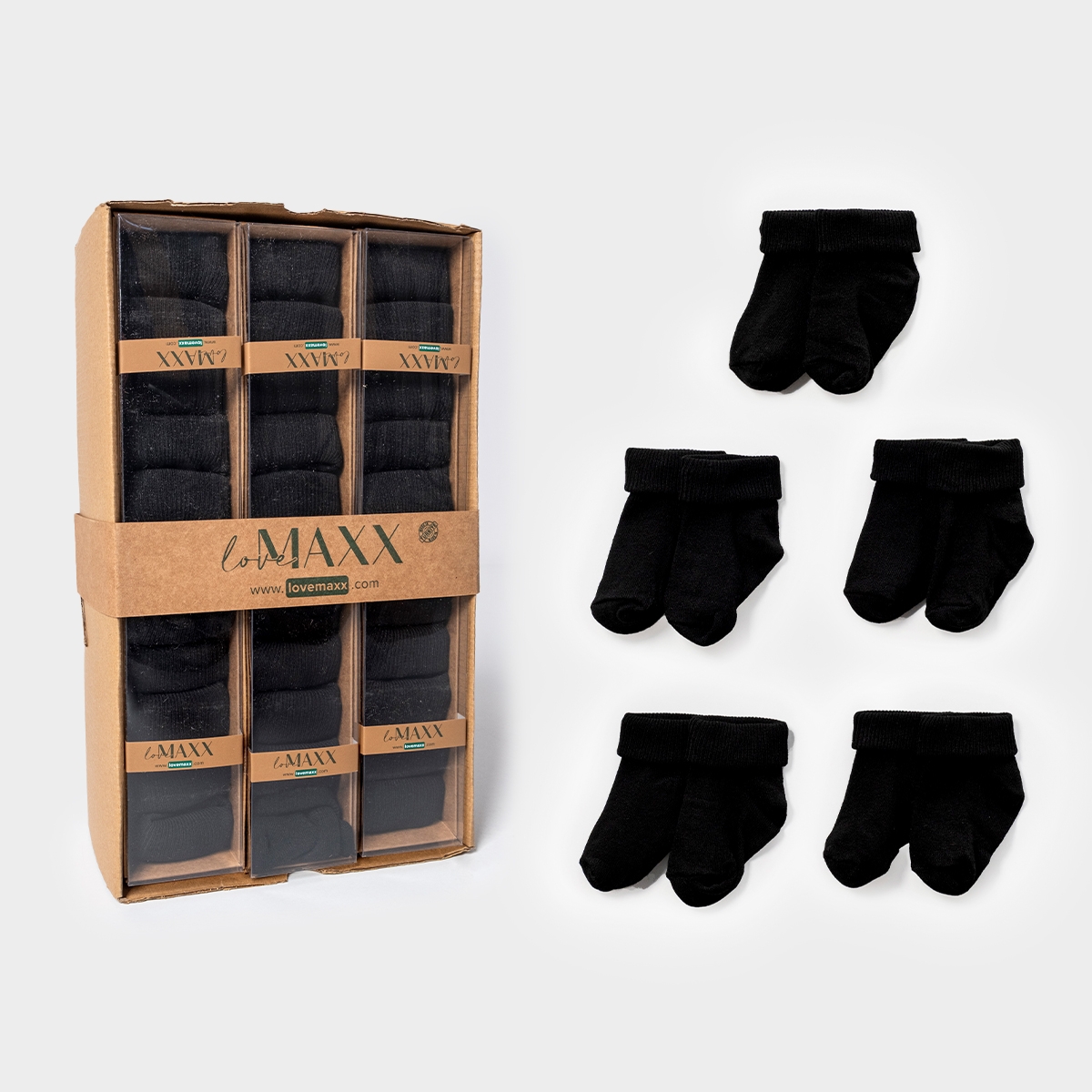 LOVEMAXX UNISEX 0/3-3/6 AY 5Lİ ÇORAP 12Lİ KUTU