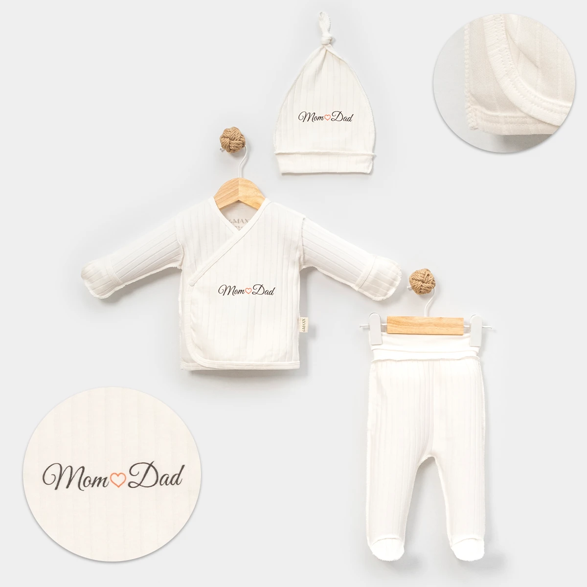 LOVEMAXX UNISEX 0/3-3/6 AY MOM&DAD TERS DİKİŞ RAPO