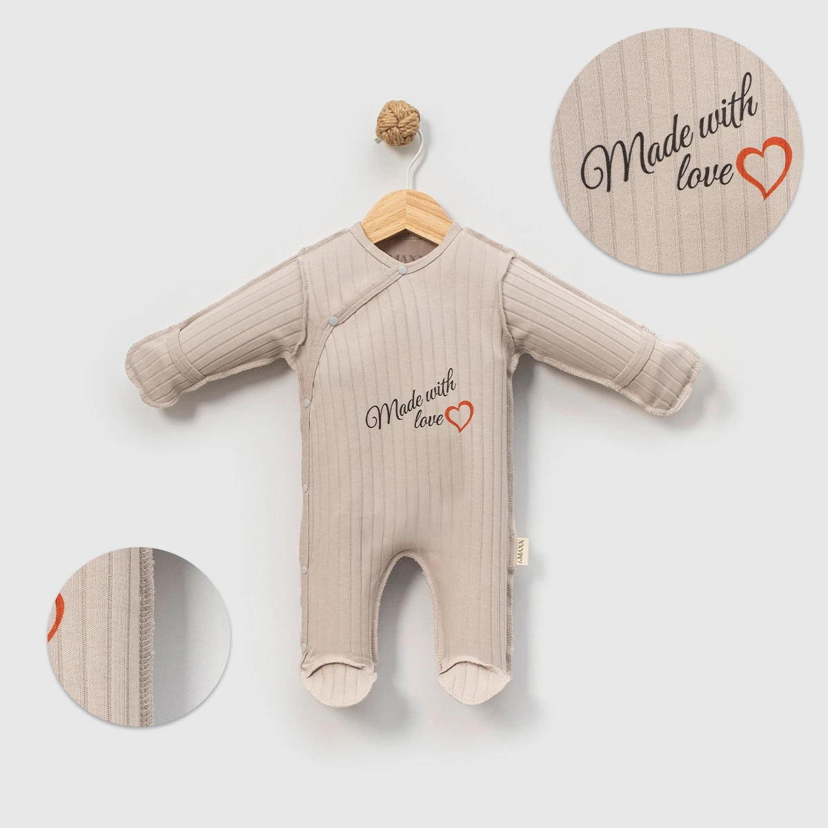 LOVEMAXX UNISEX 0/3-3/6 AY TERS DİKİŞ RAPORLU TULU