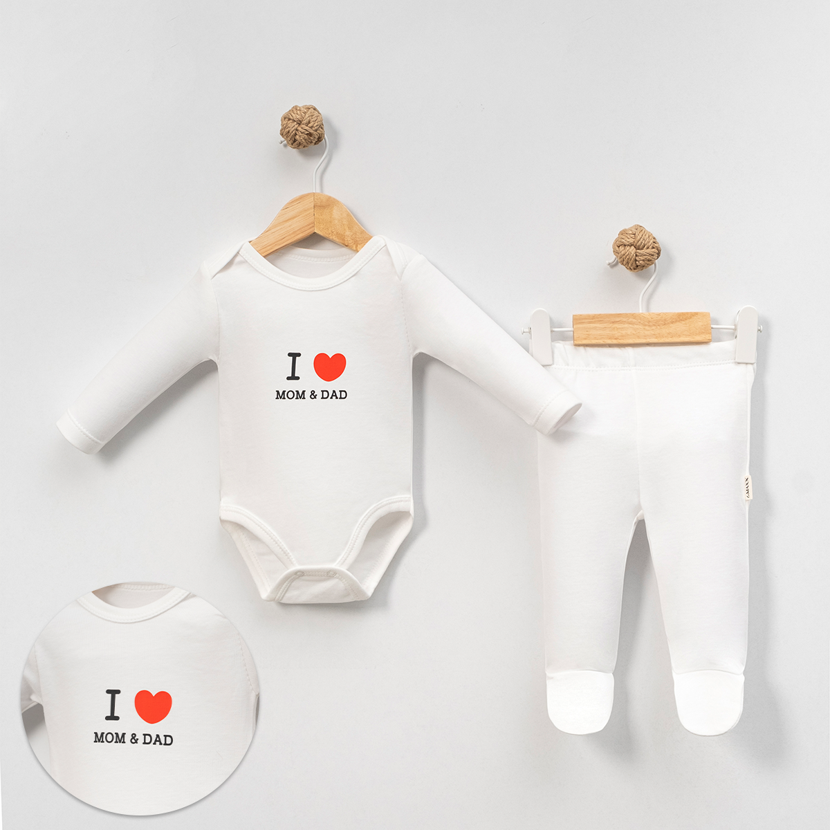LOVEMAXX UNISEX 3-6-9 AY MOM DAD BODYLİ TAKIM