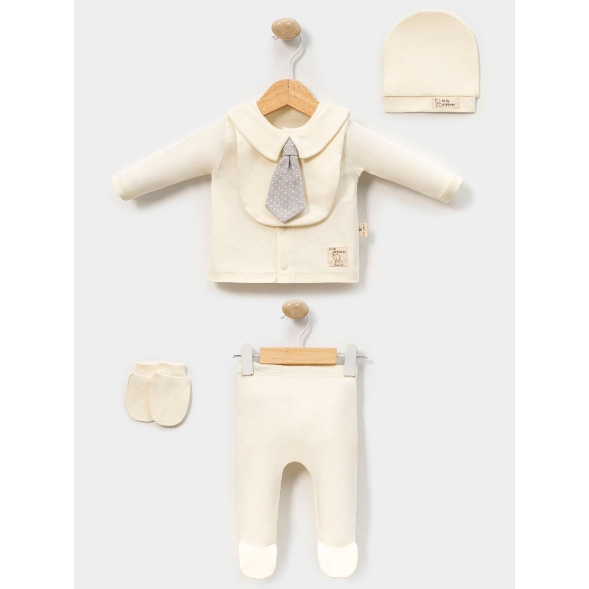 MINI CAYZEN MEN'S 5-PIECE SET WITH TIE 0-3 MONTHS