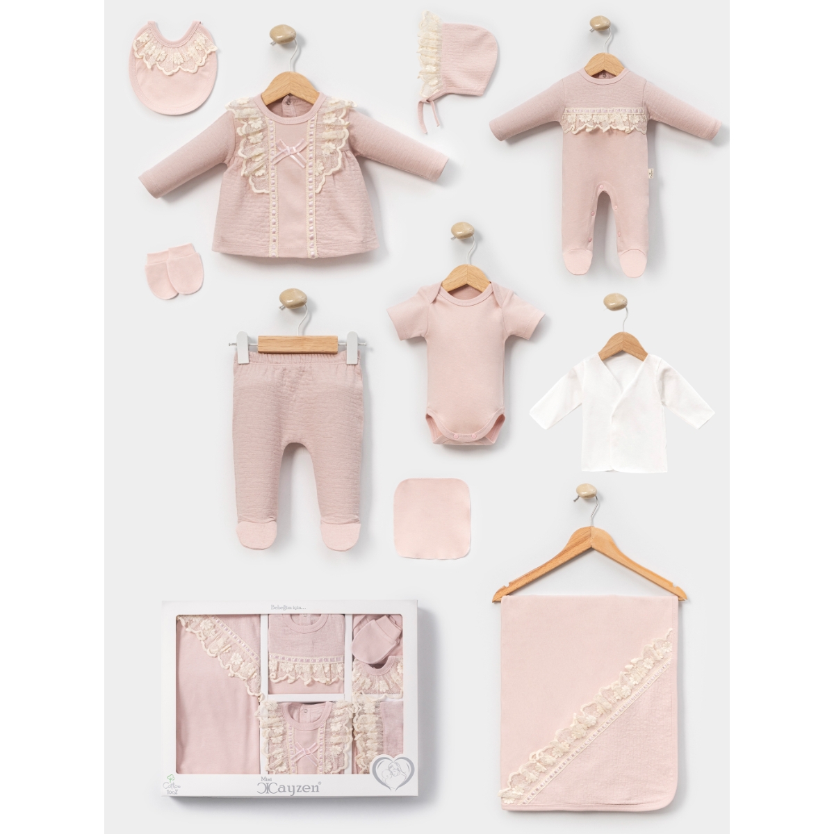MİNİ CAYZEN KIZ 0-3 AY ARA DANTELLİ 10LU SET