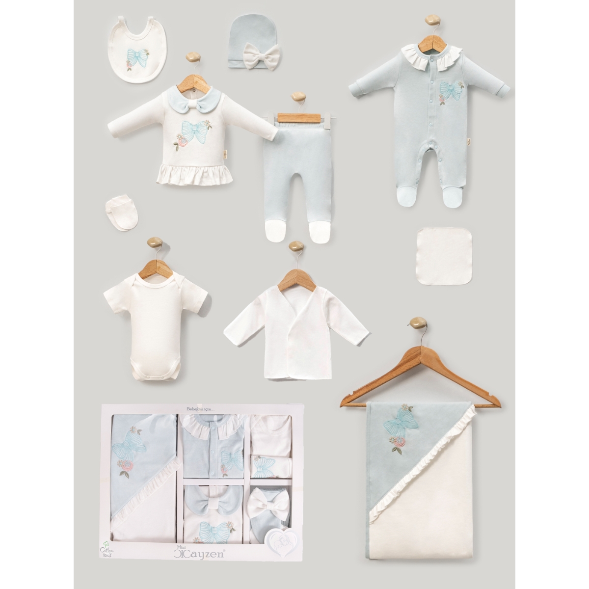 MİNİ CAYZEN KIZ 0-3 AY KELEBEK NAKIŞLI 10LU SET