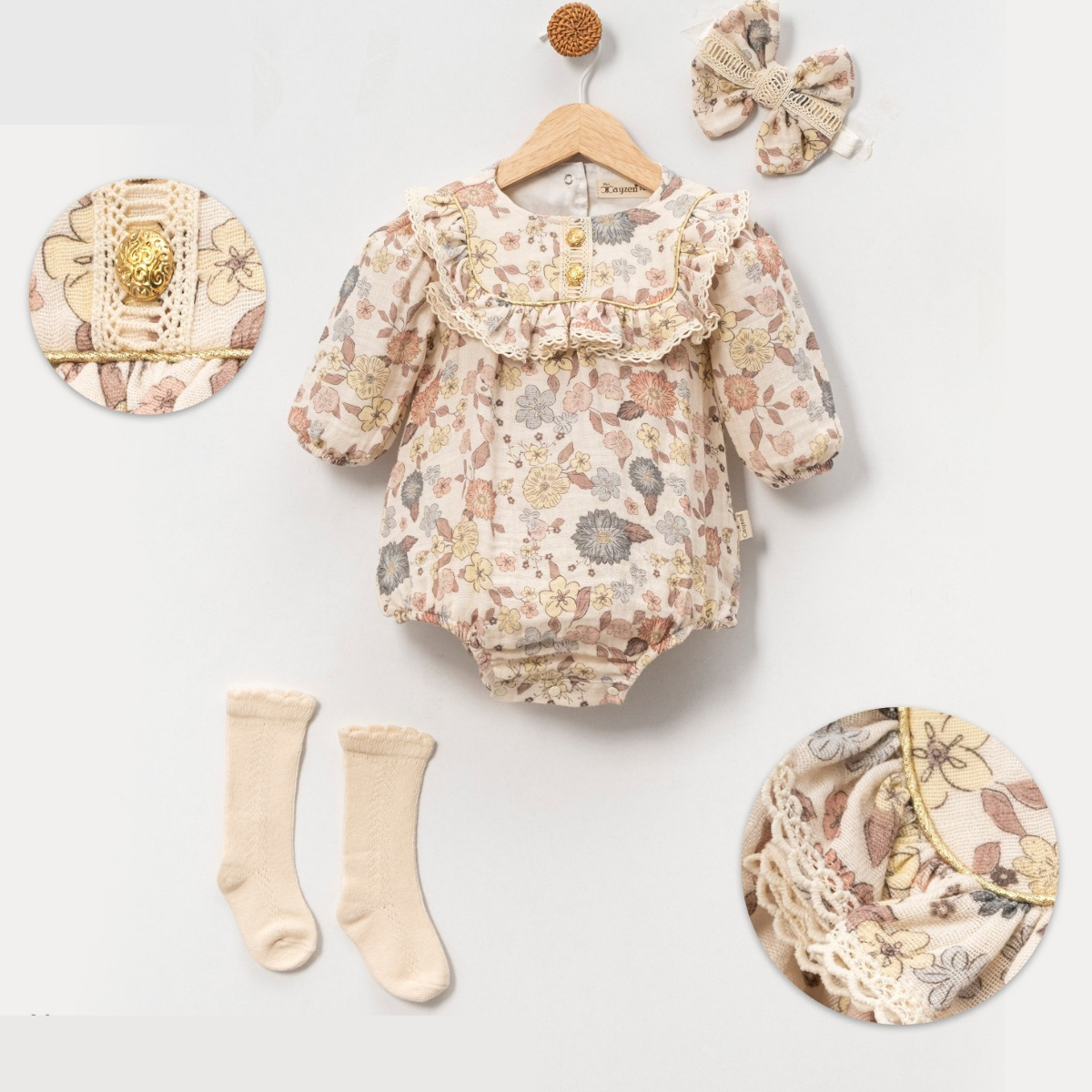 MİNİ CAYZEN KIZ 3-6-9 AY GOLD SERİSİ ROMPER