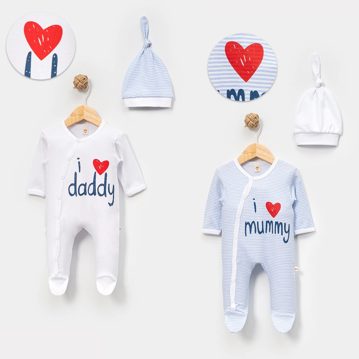 MİNİSSE UNISEX 0/3-3/6 AY MOMMY DADDY 2Lİ TULUM