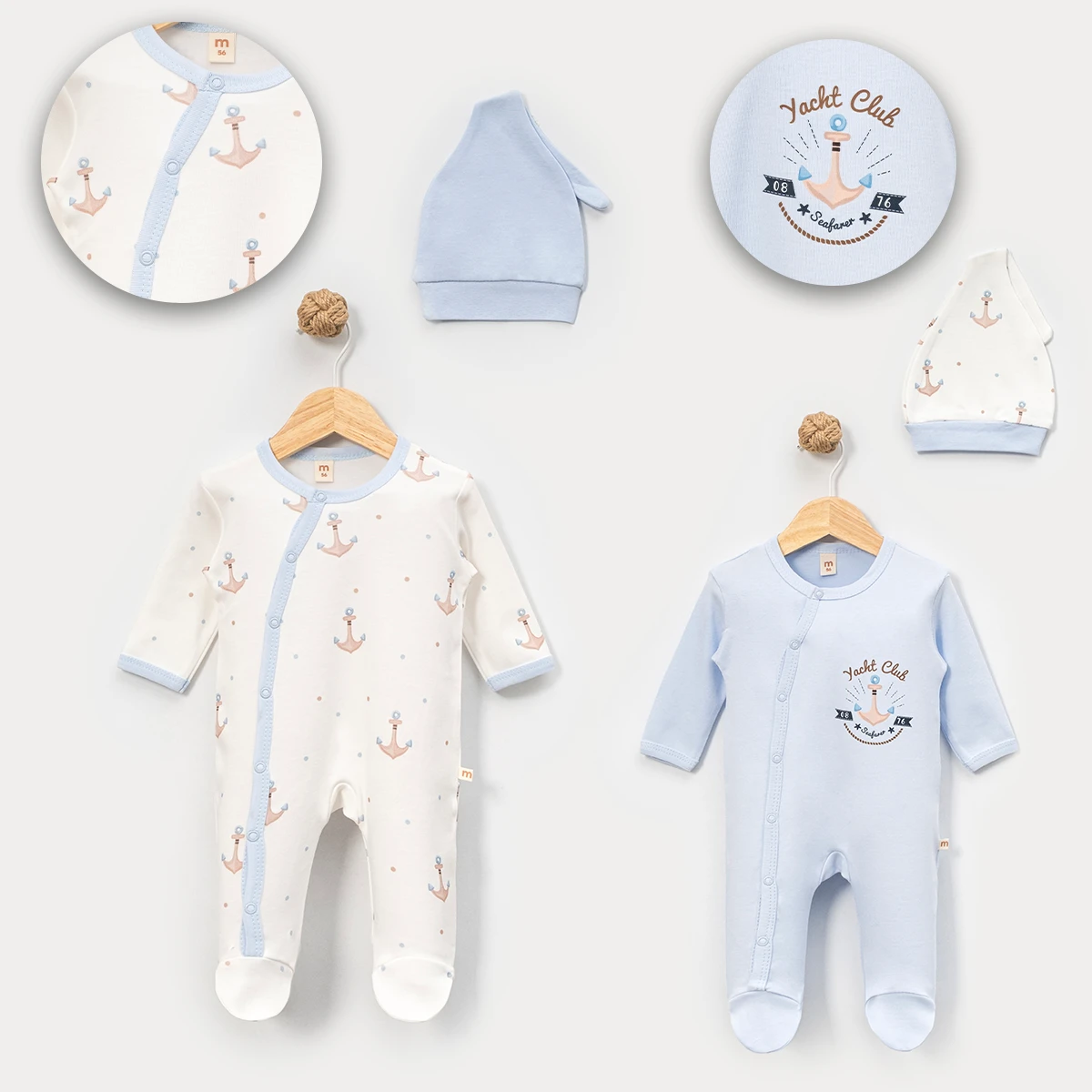MİNİSSE UNISEX 3-6 AY ÇAPA BASKILI 2 Lİ TULUM