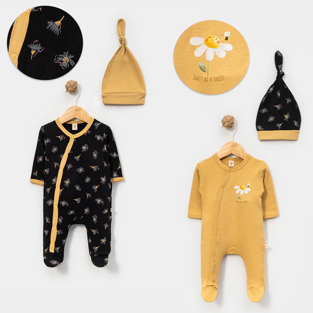 MİNİSSE UNISEX 3-6 AY GONCA BASKILI 2Lİ TULUM