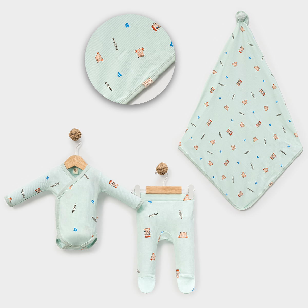 MİNİSSE UNISEX 3-6 AY KÜÇÜK AYI 3LÜ KRUVAZE SET