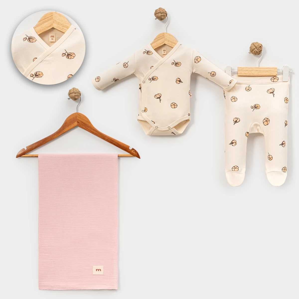 MİNİSSE UNISEX 3-6 AY PAMUK KOZA BATTANİYELİ SET