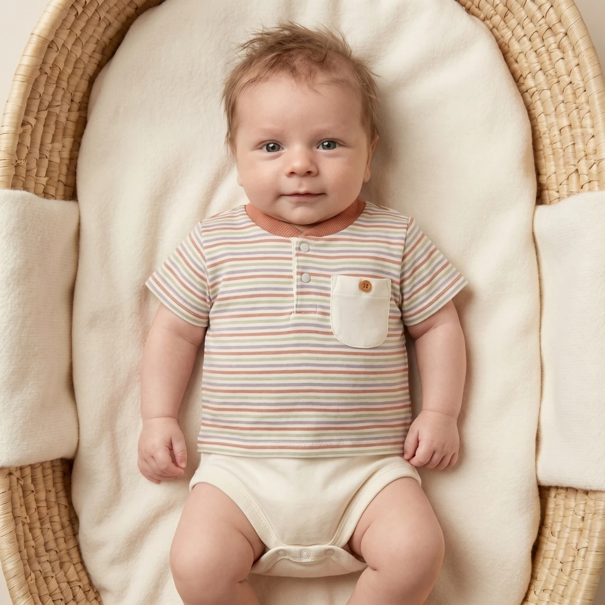 MOONSTAR ERKEK 6-9-12 AY ÇİZGİLİ ROMPER