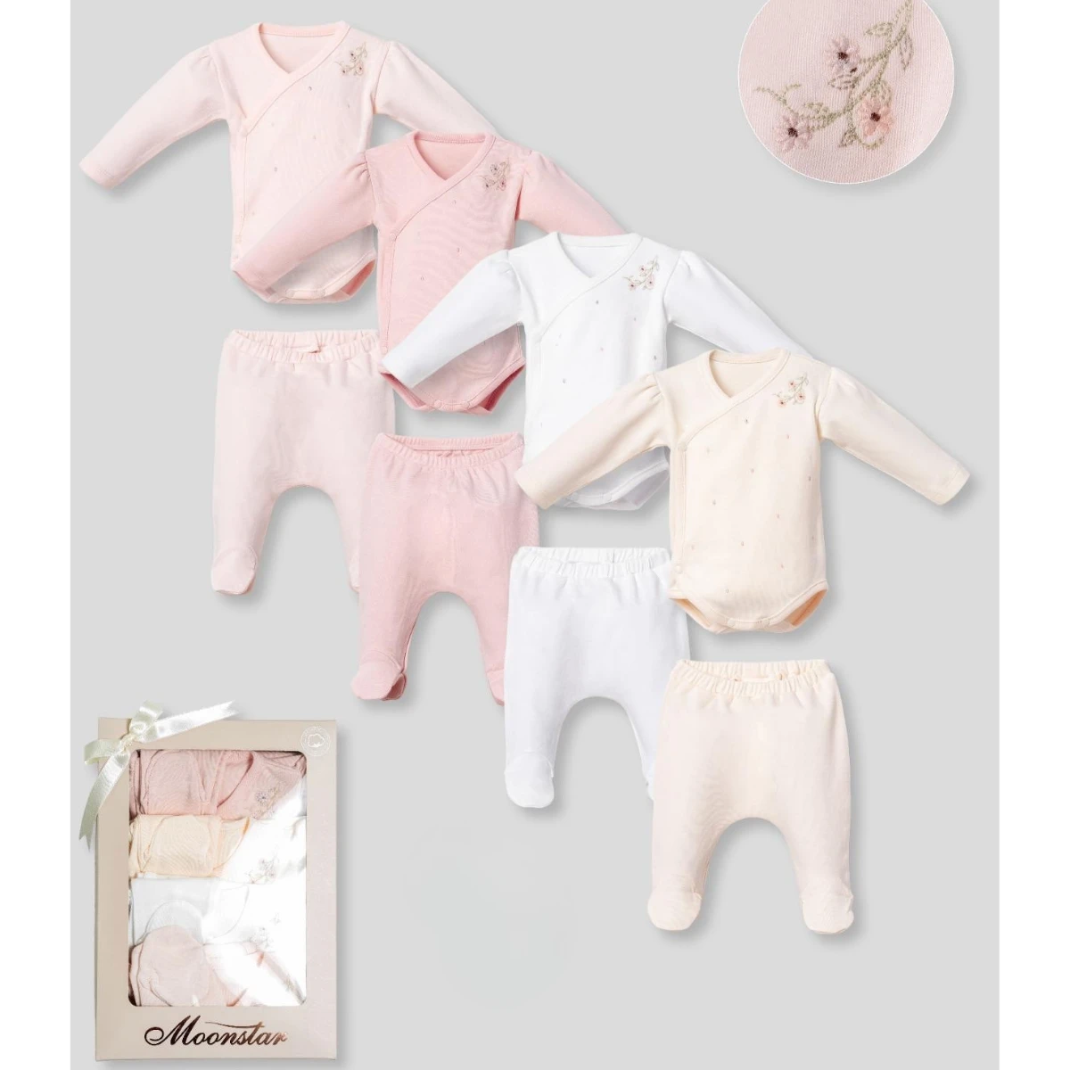 MOONSTAR KIZ 0-3 AY 4 RENK 2Lİ TAKIM SET