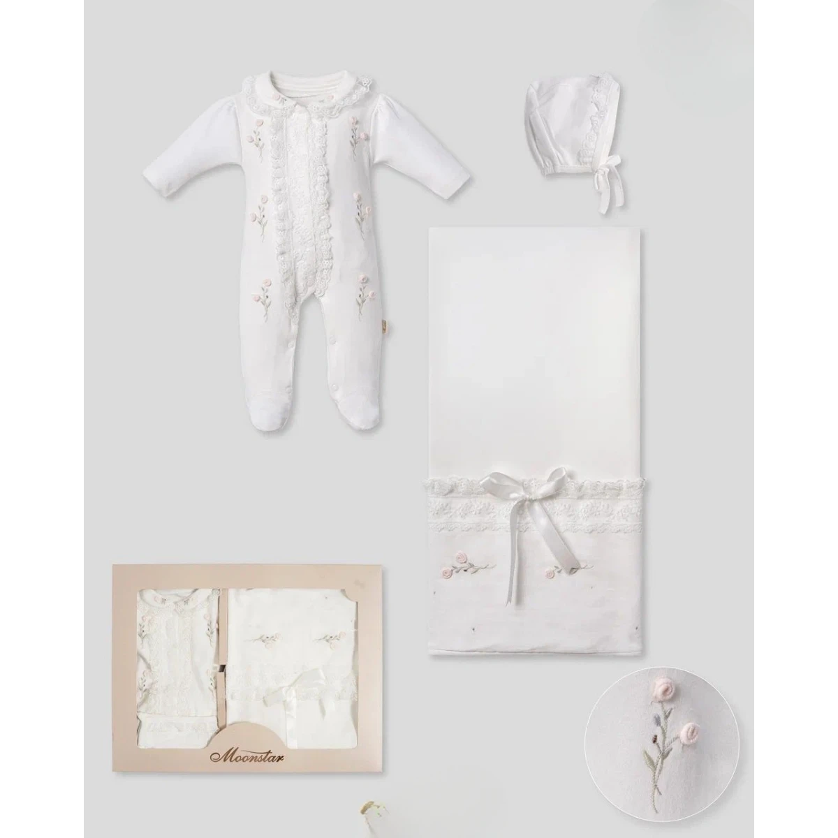 MOONSTAR KIZ 0-3 AY BEBEK 3LÜ SET