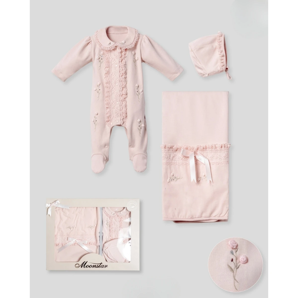 MOONSTAR KIZ 0-3 AY BEBEK 3LÜ SET