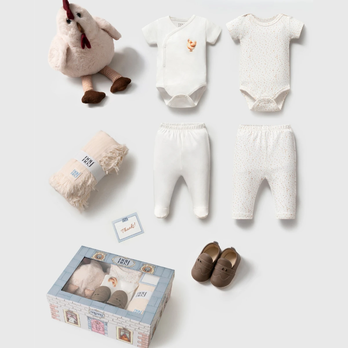 NOYNOY UNISEX 0-6 AY HOROZ OYUNCAKLI 7 PARÇA SET