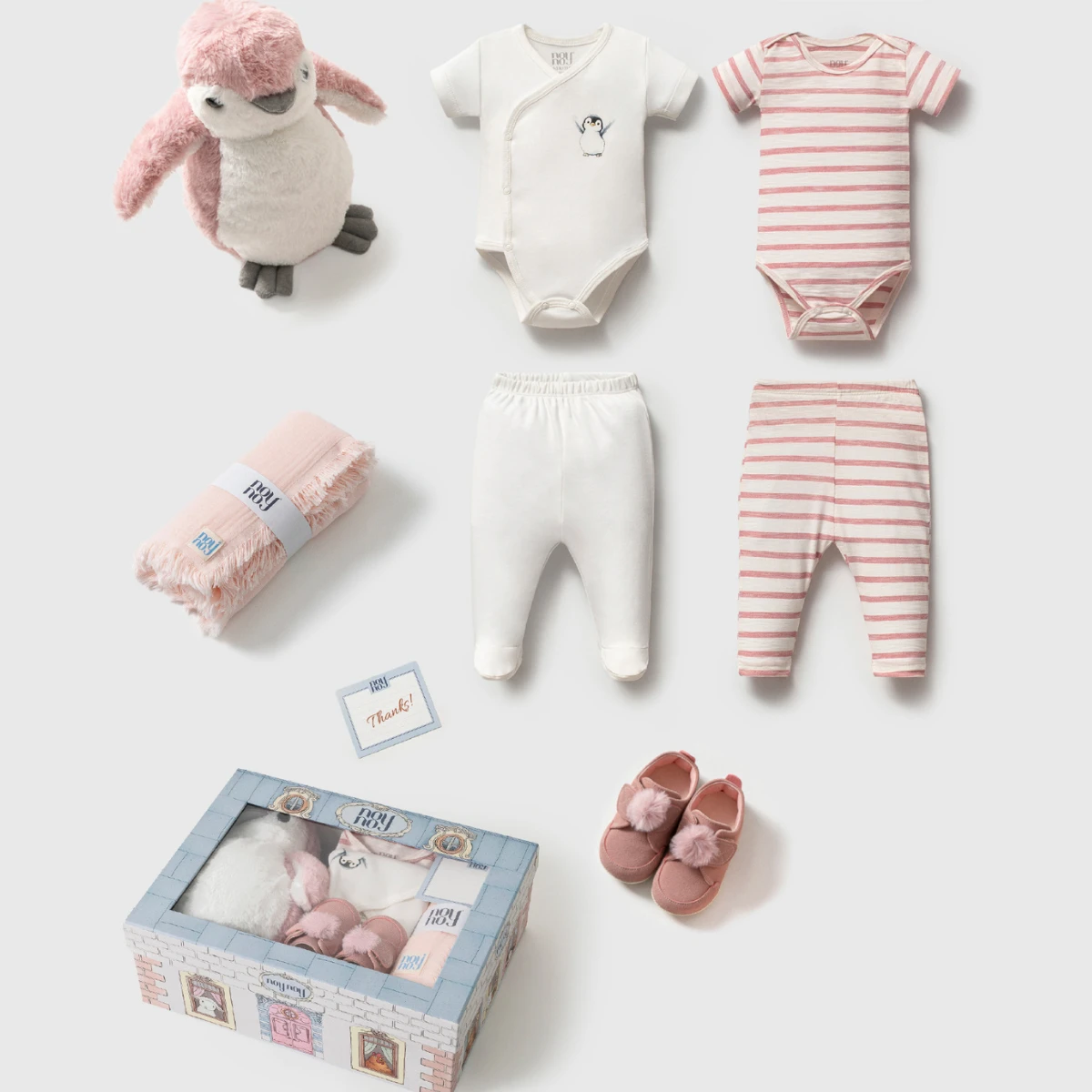 NOYNOY UNISEX 0-6 AY PENGUEN OYUNCAKLI 7 PARÇA SET