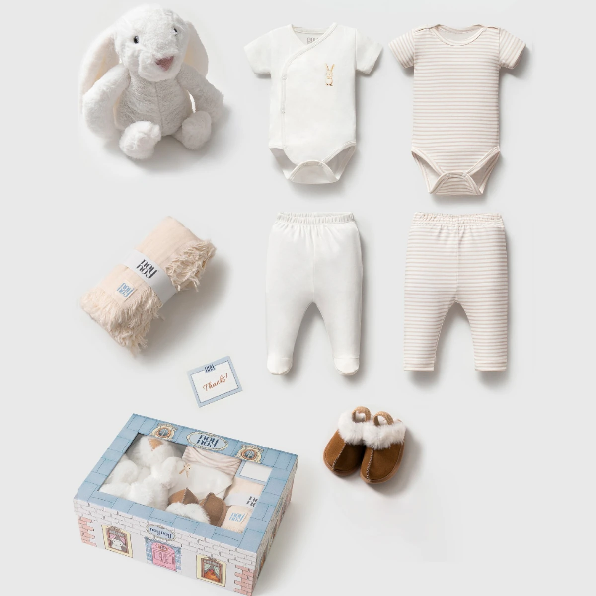 NOYNOY UNISEX 0-6 AY TAVŞAN OYUNCAKLI 7 PARÇA SET