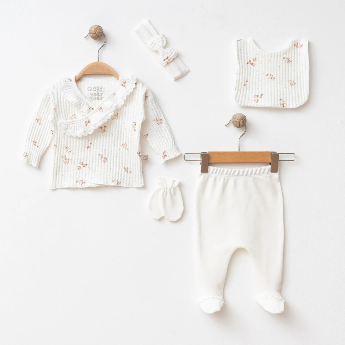 OBABY KIZ 0-3 AY DANTELLİ JAKARLI 5Lİ SET