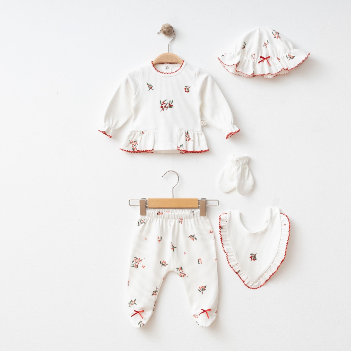 OBABY KIZ 0-3 AY KOKİNA  DESENLİ 5Lİ SET