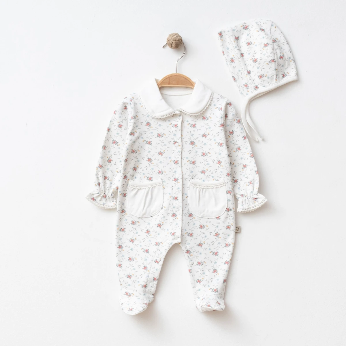 OBABY KIZ 3-3-6 AY GÜL BASKI CEPLİ TULUM