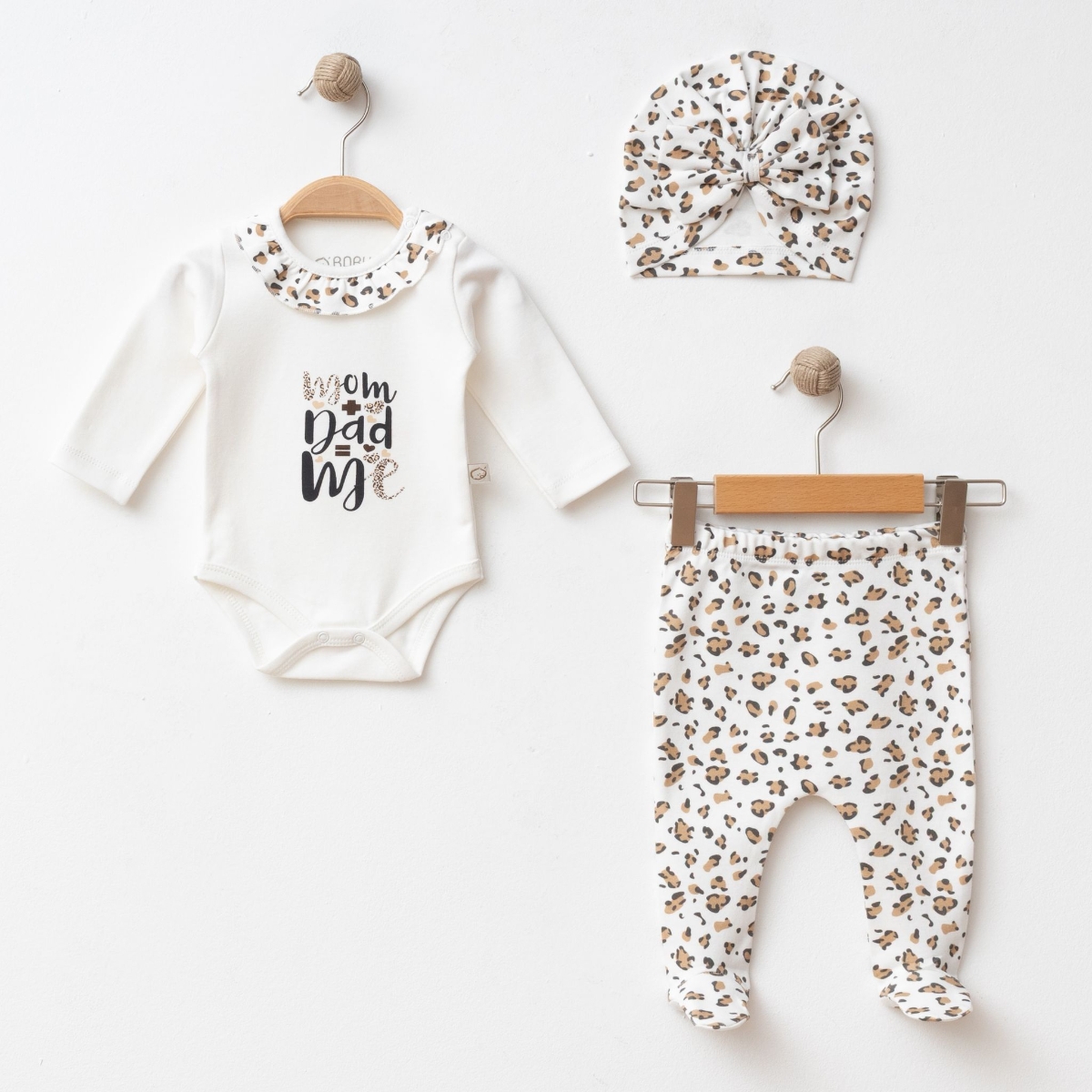 OBABY KIZ 3-3-6 AY LEOPAR BASKILI 3LÜ SET