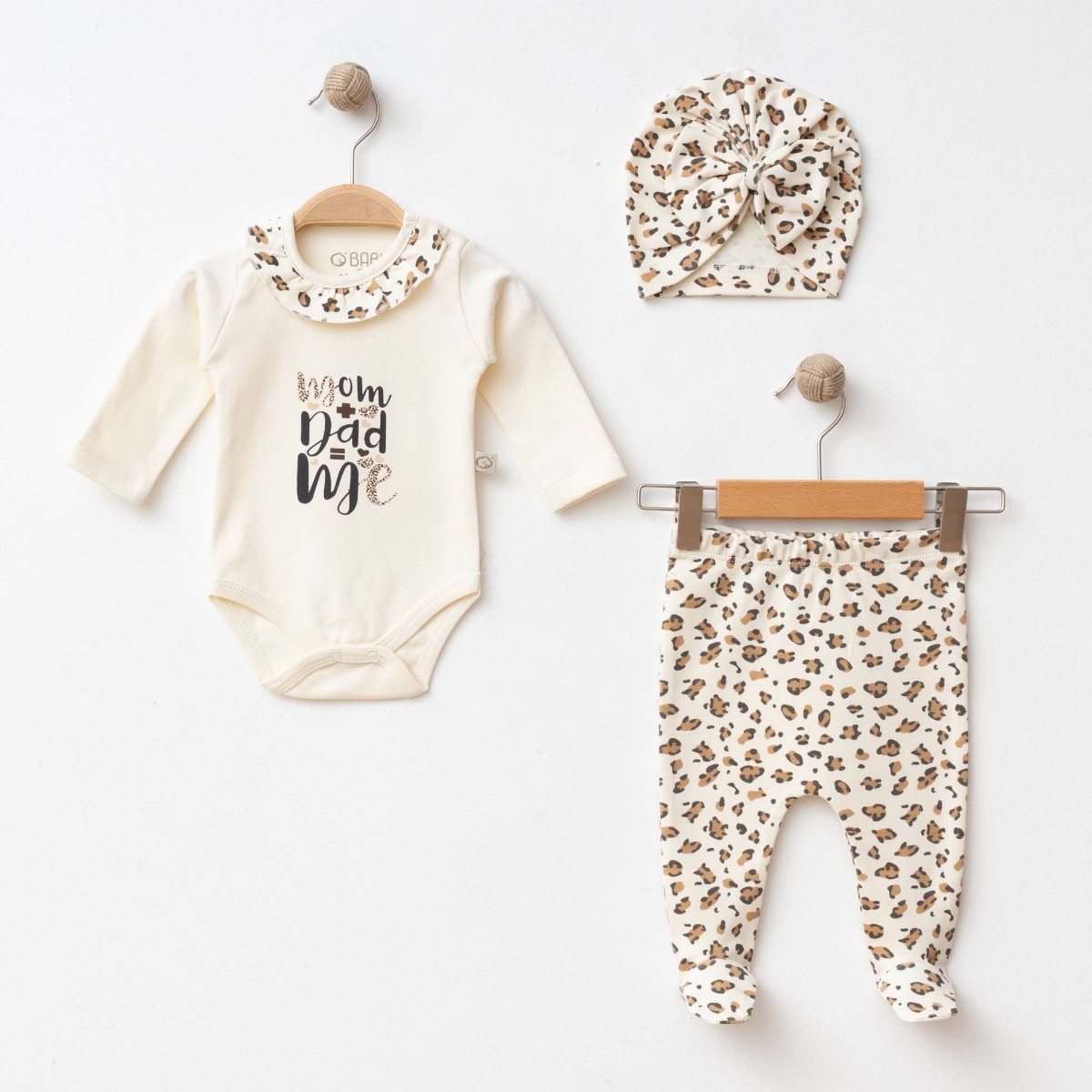 OBABY KIZ 3-3-6 AY LEOPAR BASKILI 3LÜ SET