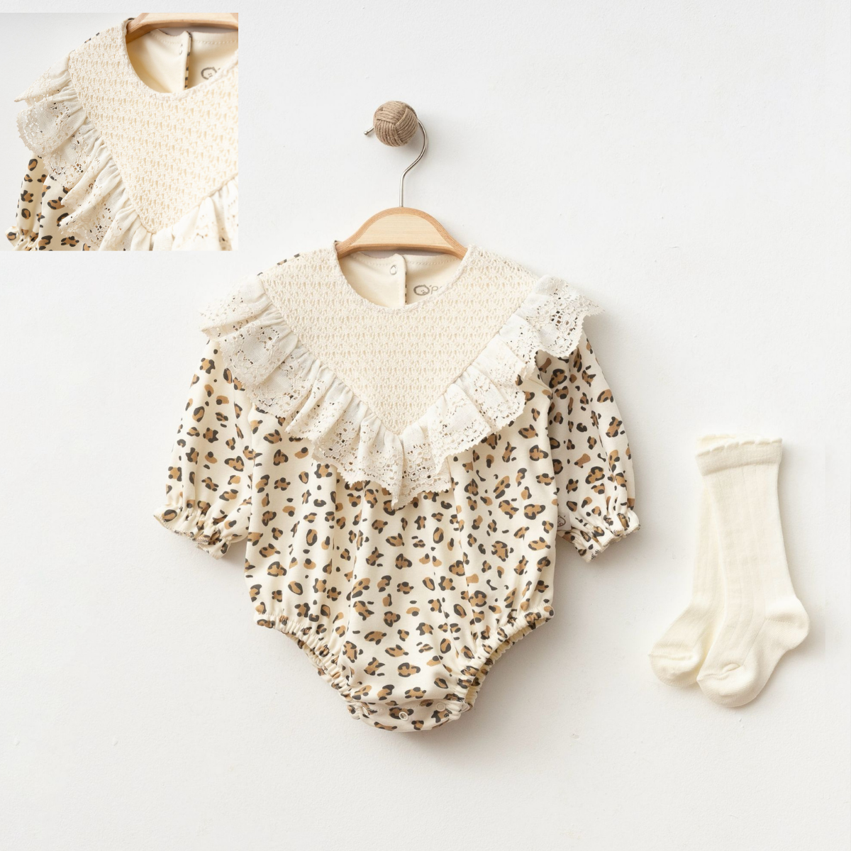 OBABY KIZ 3-6-9-12-18 AY LEOPARLI ÇORAPLI BODY