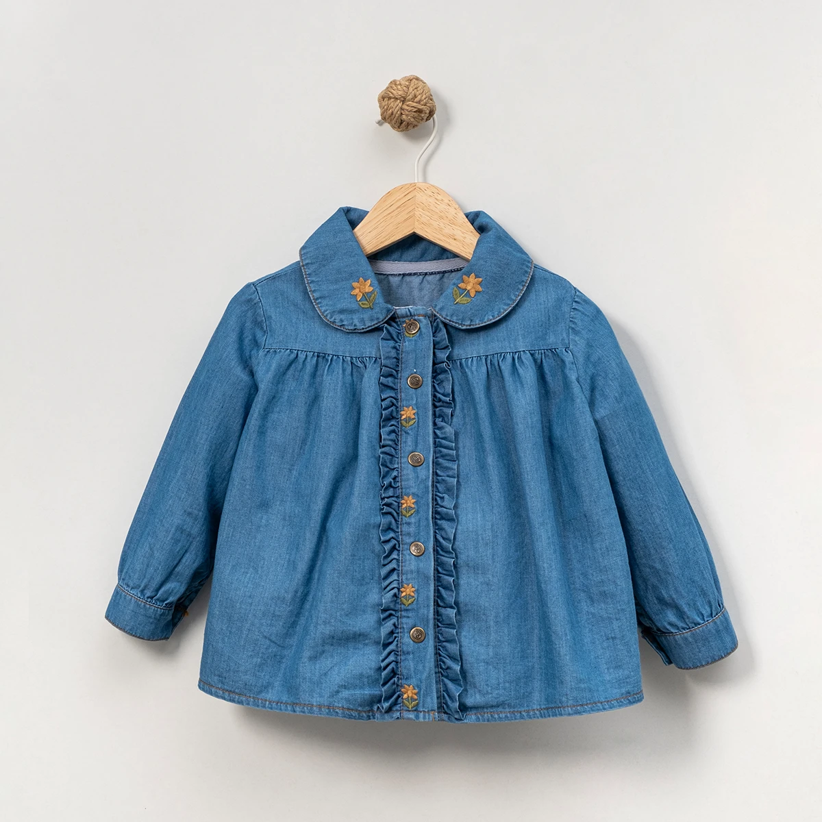 OVERDO KIZ 1-2-3-4 YAŞ NAKIŞLI KOT GÖMLEK