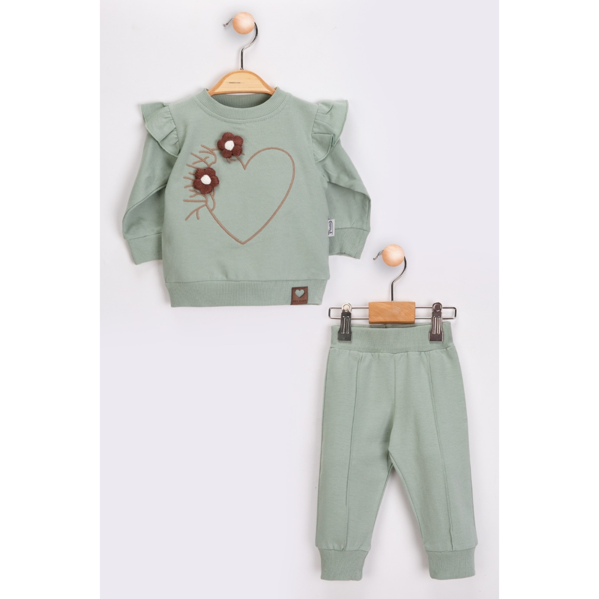 PİCOSSA KIZ 6-9-12-18 AY KALP NAKIŞLI ÇİÇEKLİ 2Lİ