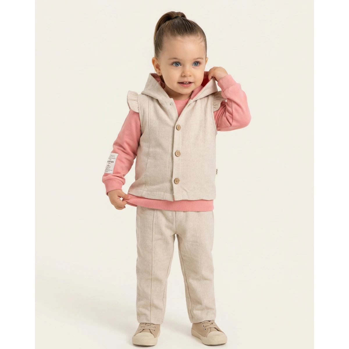 POPSHOPS KIZ 6-9-12-18 AY 3LÜ YELEKLİ TAKIM