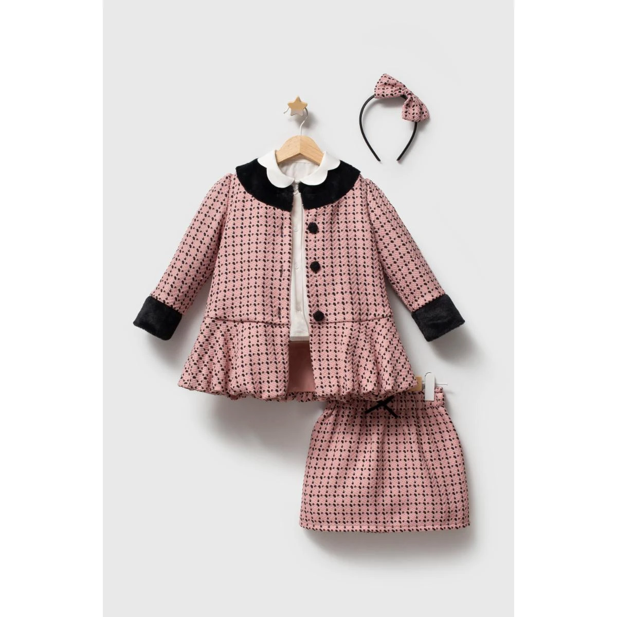 TONGS BABY KIZ 2-3-4-5 YAŞ  PEMBE ŞANEL 3LÜ TAKIM