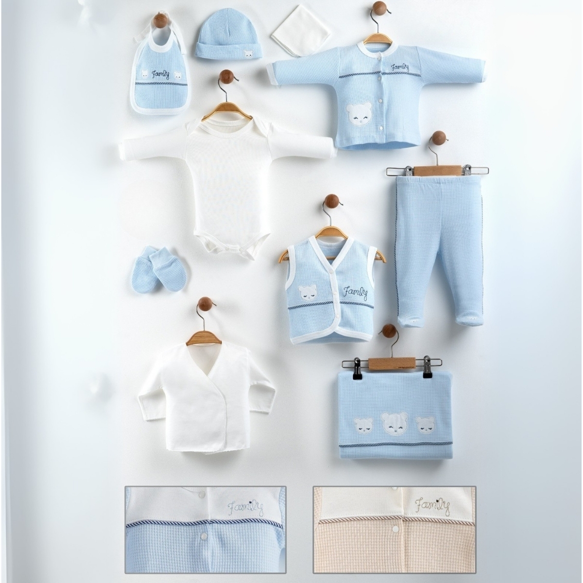 TONTON BEBE KIZ 0-3 AY BEAR FAMILY 10LU SET
