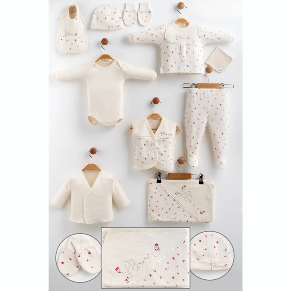 TONTON BEBE KIZ 0-3 AY FLOWER BEBE 10LU SET