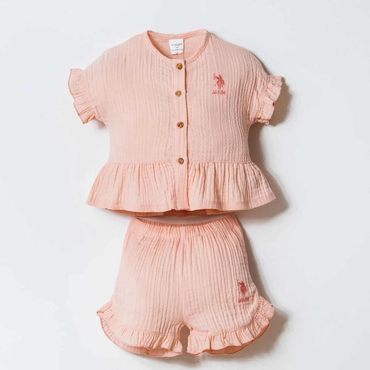US POLO KIZ 6-9-12-18-24-36 AY 2Lİ MÜSLİN TAKIM