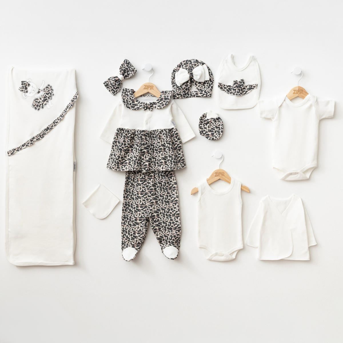 ZIPIR KIZ 0-3 AY LEOPARLI 10LU SET