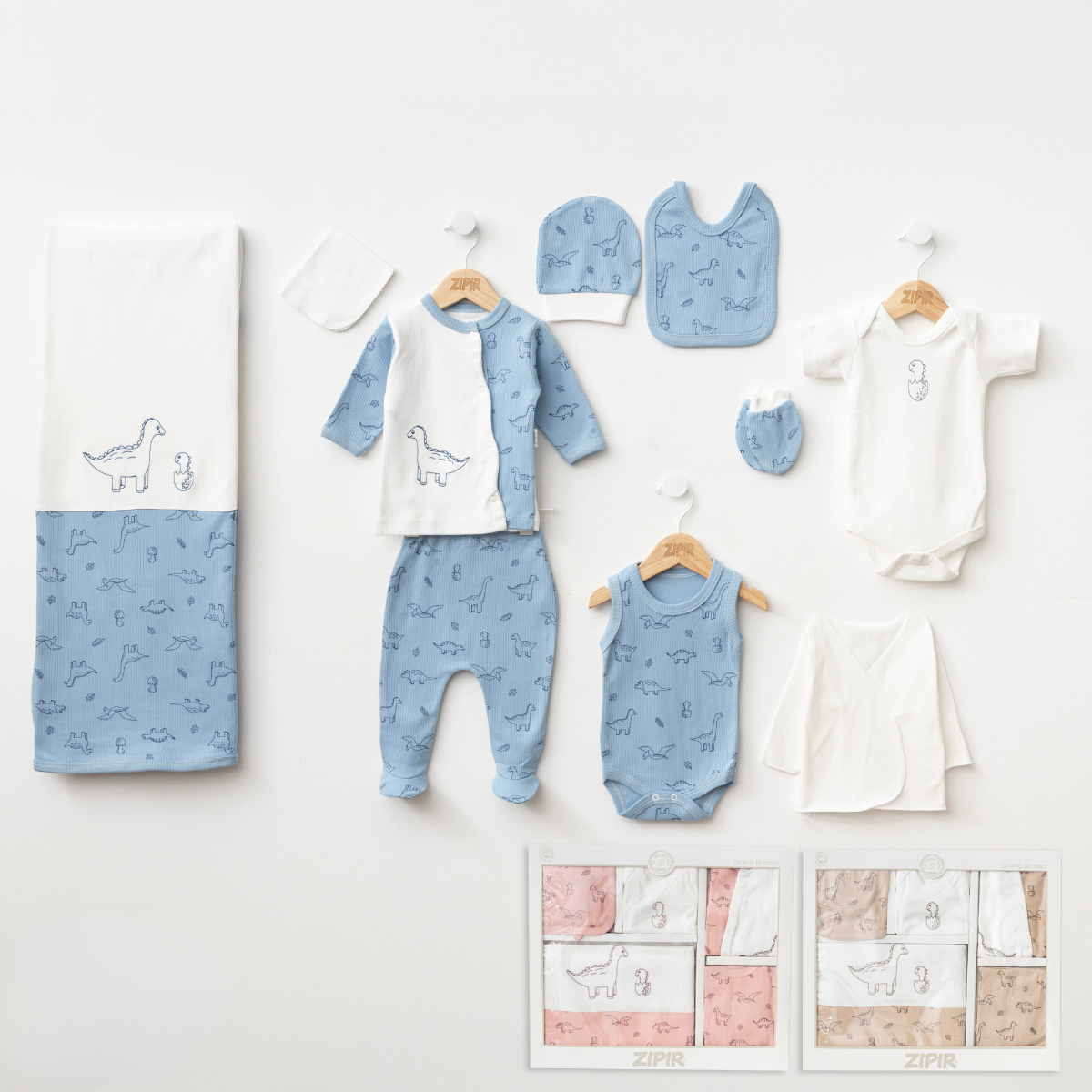 ZIPIR UNISEX 0-3 AY DİNO 10 LU SET