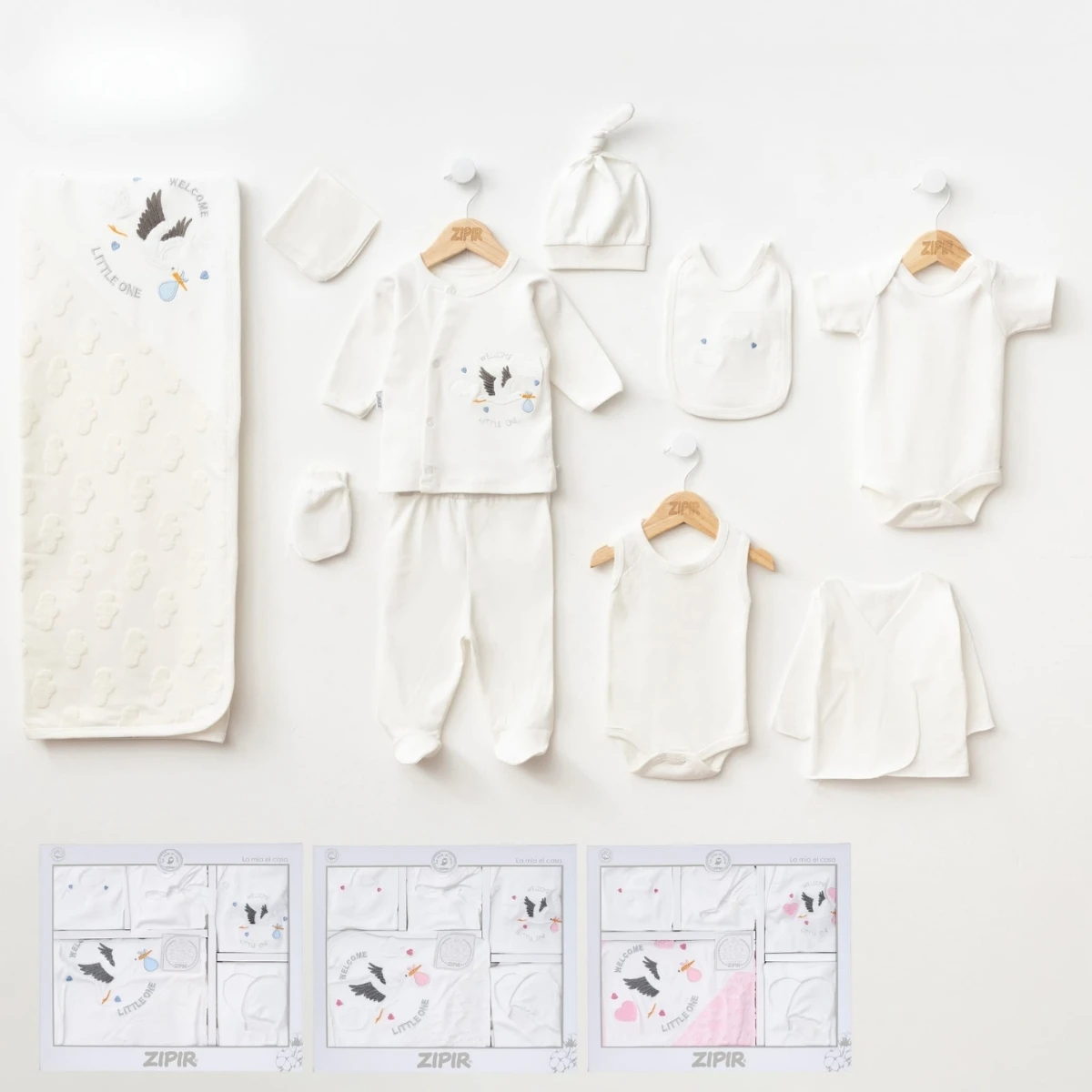 ZIPIR UNISEX 0-3 AY LEYLEKLİ 10LU SET