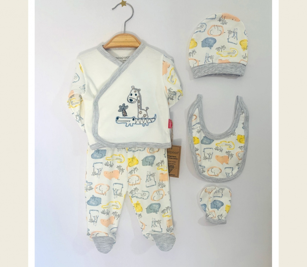 HİPOPOTAM DESENLİ 5Lİ SET