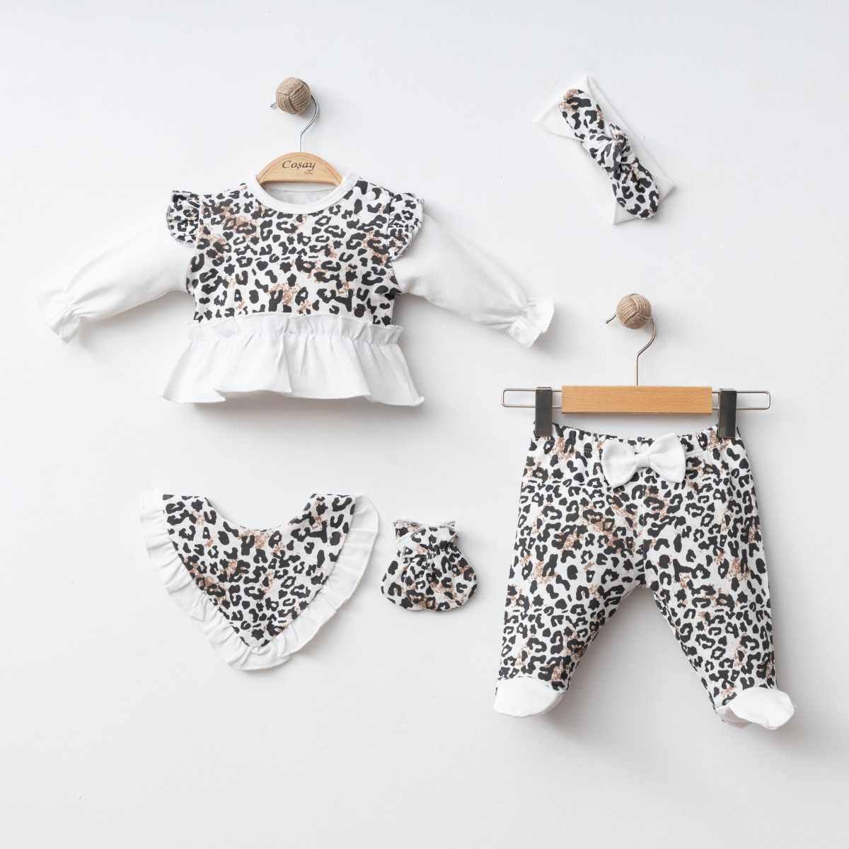 COŞAY BEBE KIZ 0-3 AY LEOPARLI 5Lİ SET