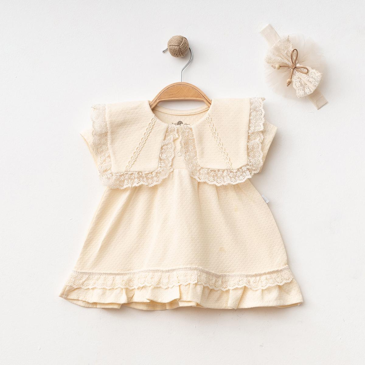 IŞIL BABY KIZ 3-6-9-12 AY GÜPÜRLÜ JAKARLI ELBİSE