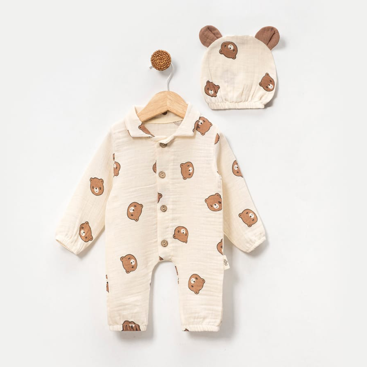 BEBLY KIDS ERKEK 0-3 AY AYICIKLI ŞAPKALI TULUM