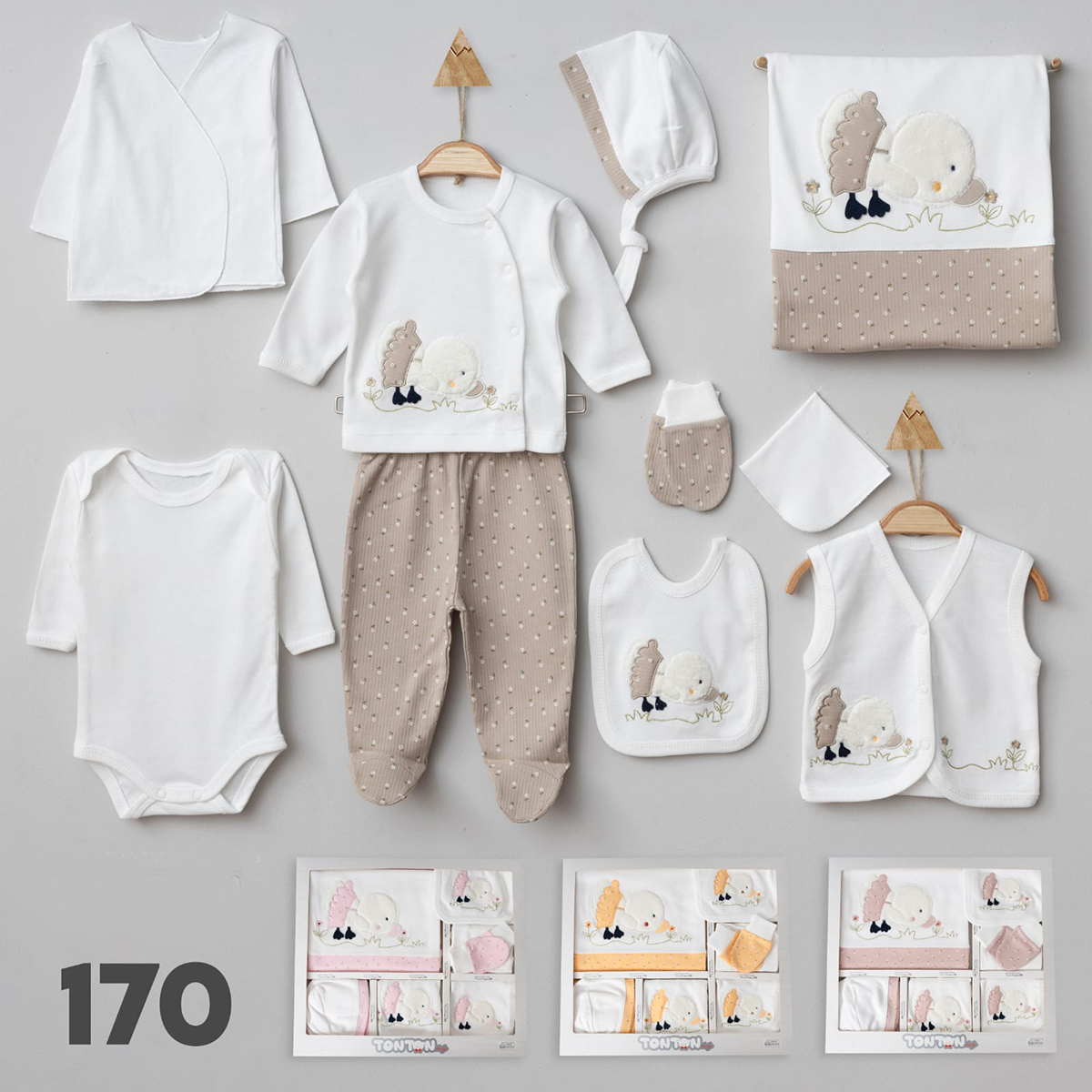 TONTON BEBE KIZ 0-3 AY ÖRDEK NAKIŞLI 10LU SET