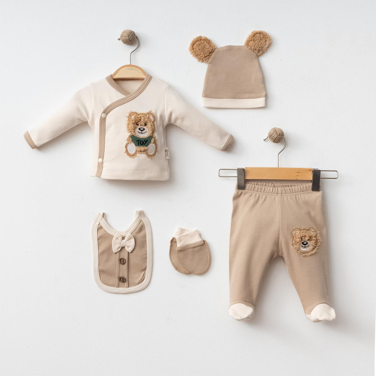 COŞAY BEBE ERKEK 0-3 AY POFUDUK AYICIKLI 5Lİ SET