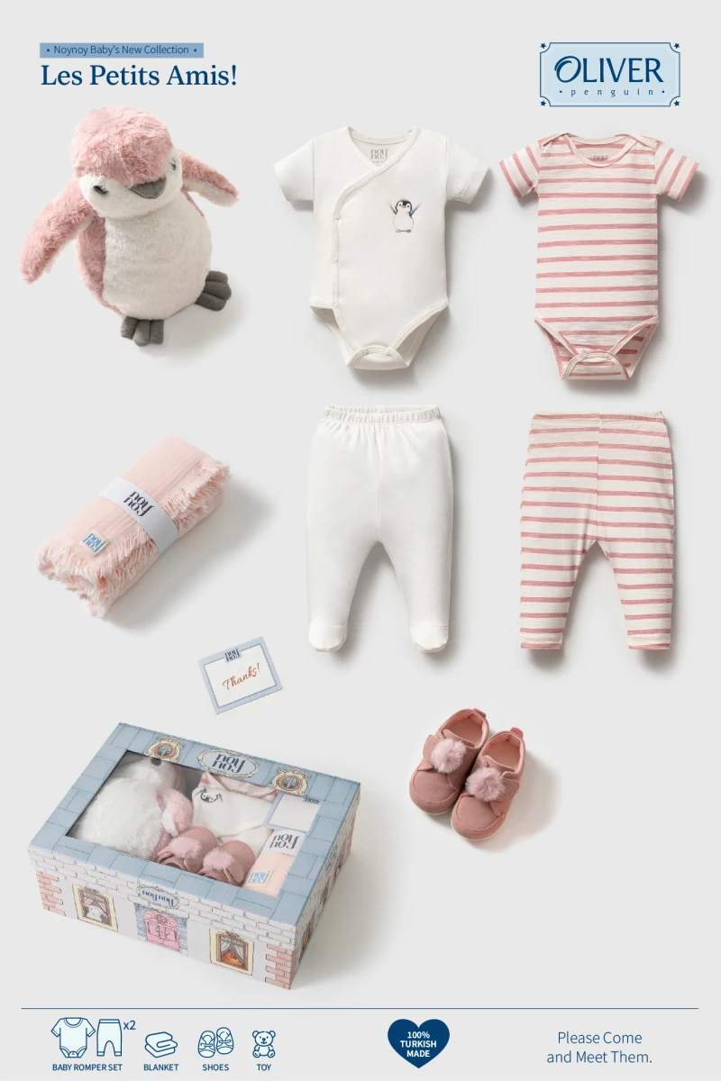 NOYNOY UNISEX 0-6 AY PENGUEN OYUNCAKLI 7 PARÇA SET