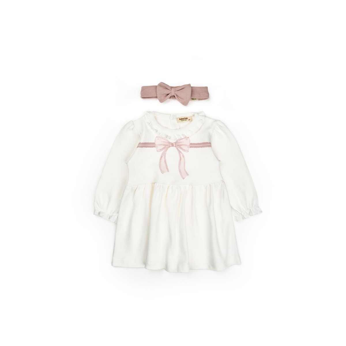 BABYCOSY KIZ 6-9-12-18-24 AY BOW BANDANALI ELBİSE