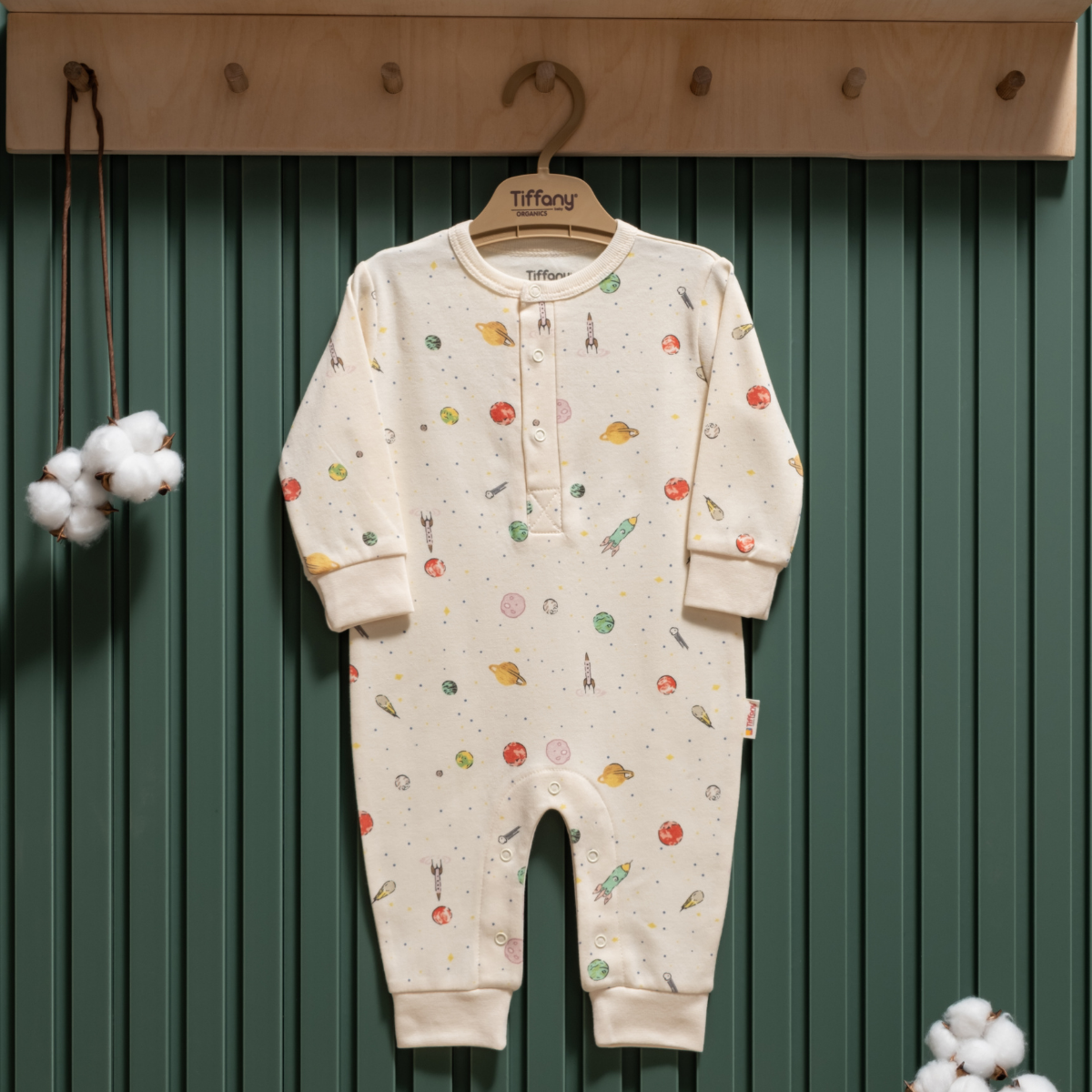 TİFFANY UNISEX 3-6-9-12 AY ORGANIC SPACE TULUM