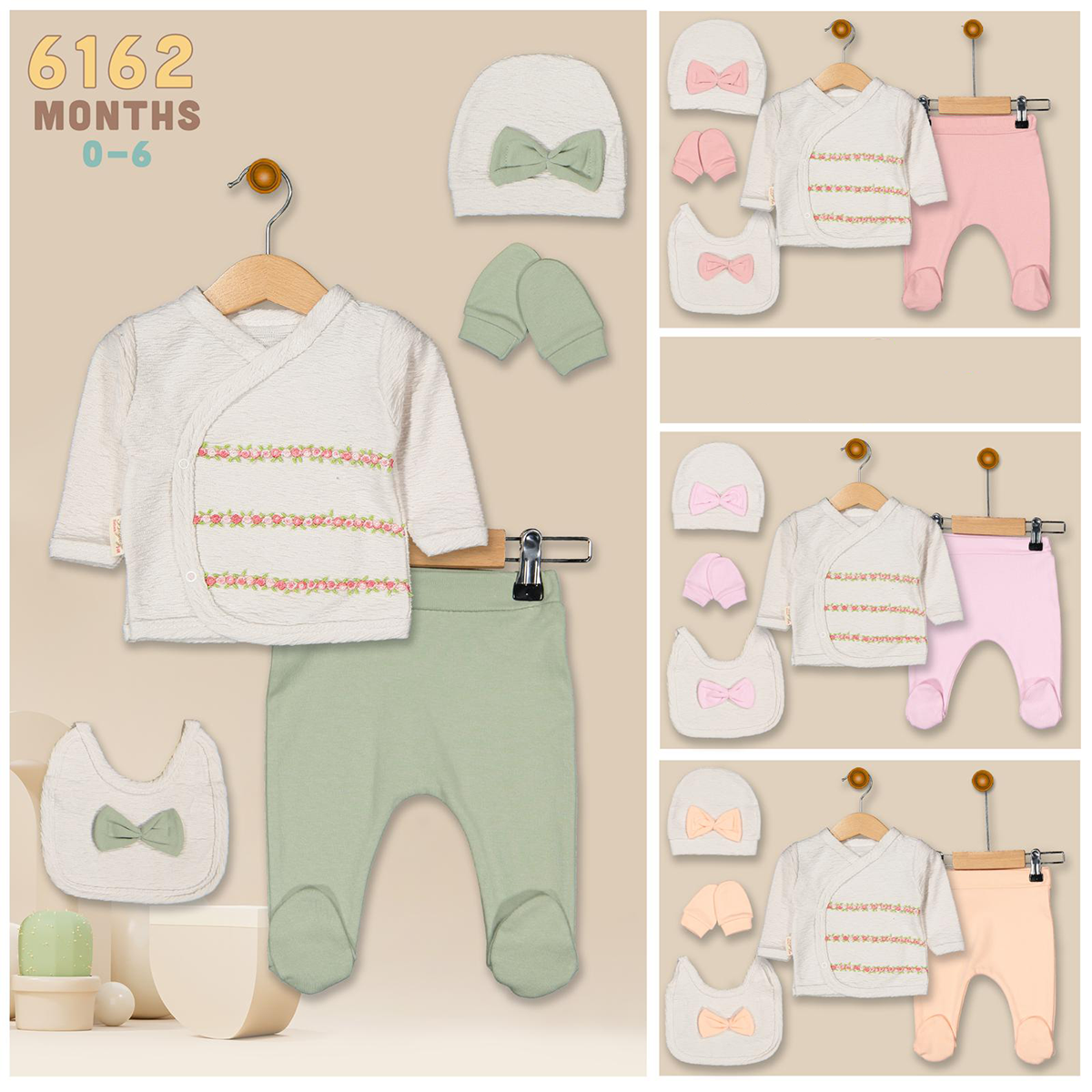 BEYAZ BEBEK KIZ 0-3 AY SIRA GÜPÜRLÜ 5Lİ SET