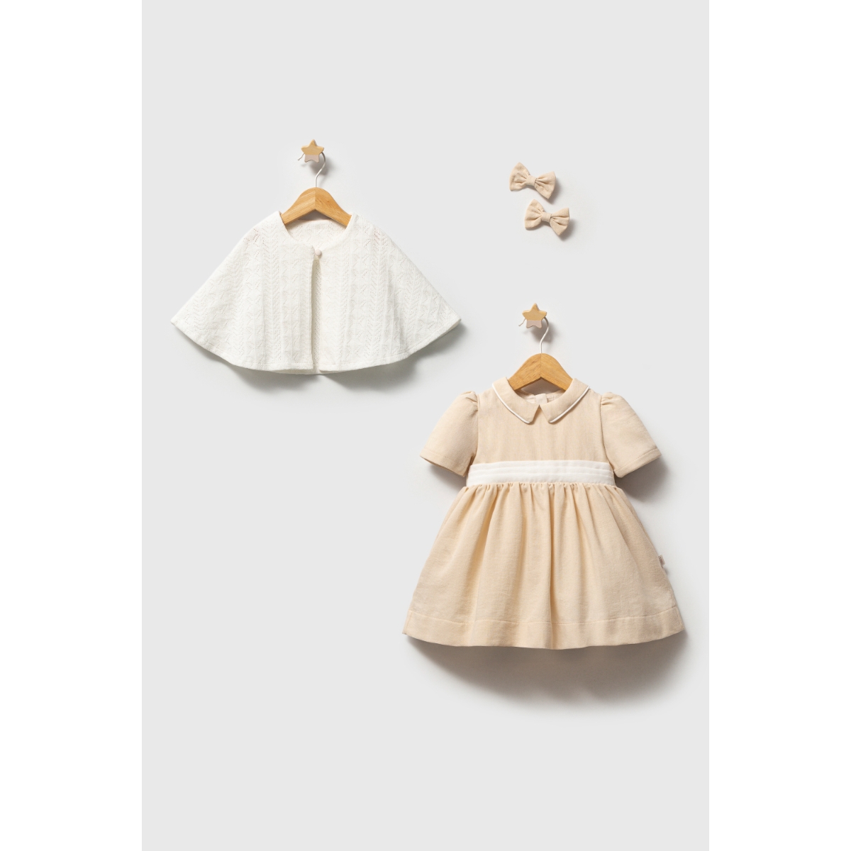 TONGS BABY KIZ 6-24 AY PELERİNLİ ELBİSE